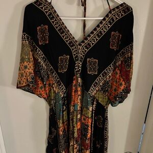 SHEIN Black and Multicolor Patterned Mini Dress